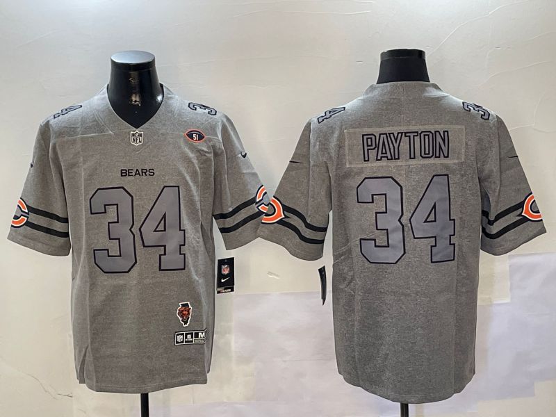 Men Chicago Bears #34 Payton Grey Throwback 2024 Nike Limited NFL Jersey style 4->chicago bears->NFL Jersey